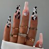 YoYoee Cute Press on Nails - Cows Coffin Long Flase Nails Tips Acrylic Full Cover Fake Nails for Women and Girls 24Pcs