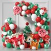 ZFUNBO Christmas Balloons Garland Arch Kit, 85 Pcs Red Green White Balloons with Candy Elk Santa Claus Gift Box Mylar Balloons for Candy Theme Baby Shower Birthday Christmas party Decoration