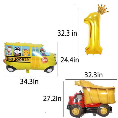 Car Party Supplies - Birthday Party Decorations for 1 year old Kids,Contain a Traffic Banner,a Birthday hat,7 Foil Balloons,6 Latex Balloons,Great for Children Birthday Party