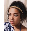 MINACHI Bohemian Beaded Hair Band, Sewn Rice Beads, Elastic Cotton Rope, Gold Tone, Women's Hair Accessory