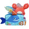 Toytellini Magic Little Sea Box - Baby Tissue Box Montessori Toy 6-12 Months, Baby Sensory Activity Box, 10+ Textured Fabrics with Crinkle Toy, Squeaky Crab, Rattle, Baby Boy Girl Gift for Christmas
