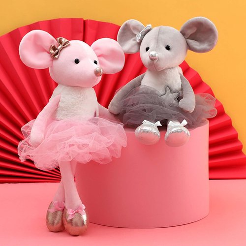 Ruzucoda Plush Mouse Stuffed Animals Toys Ballerina Dolls Ballet Dance Recital Gifts for Girls 15.5 Inches (Pink)