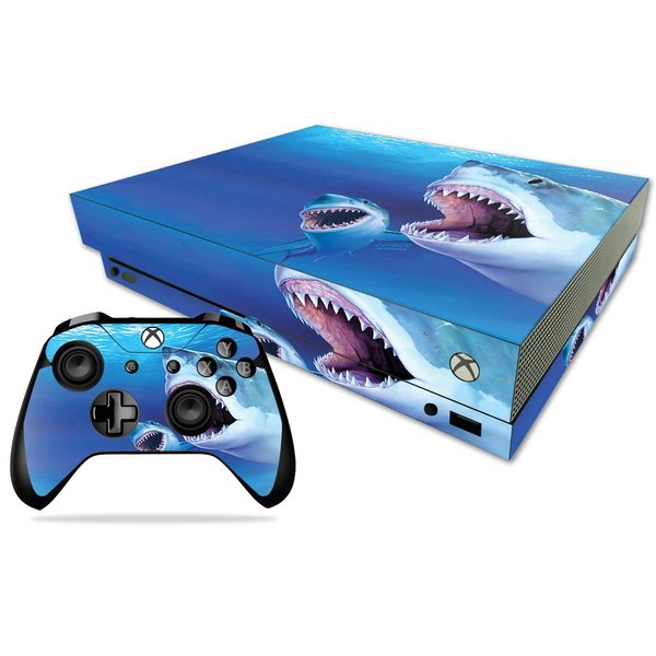 MightySkins Skin Compatible with Microsoft Xbox One X - Great Whites | Protective, Durable, and Unique Vinyl Decal wrap Cover | Easy to Apply, Remove, and Change Styles | Made in The USA