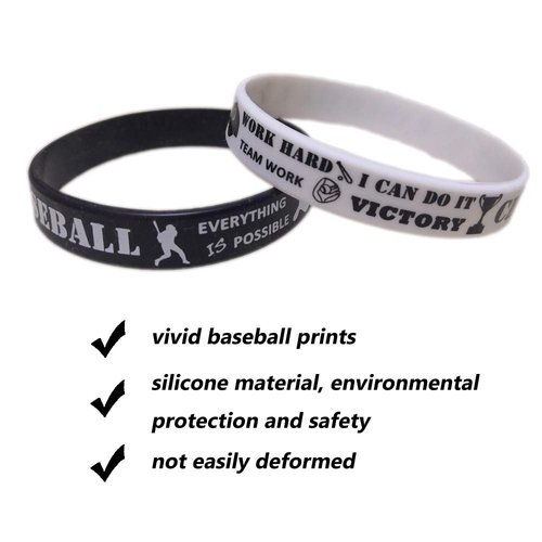 CupaPlay 24 PCS Baseball Motivational Silicone Wristband - Personalized Silicone Rubber Bracelets - Sports Prizes - Party Favors and Supplies - Birthday Party Goodie Bag Stuffers - Carnival/Events