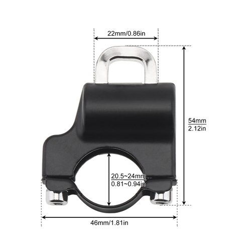 Windance 22mm 7/8" Motorcycle Helmet Lock Anti-Theft,Security Aluminum Alloy Iron Black Padlock for Bicycle Motorbike Scooters,Handlebar Mount (2pcs)