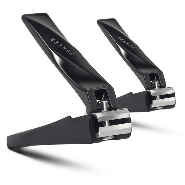 FERYES Nail Clippers with Catcher 2 PCS Set, No Splash Fingernail Clipper and Toenail Clipper, Stainless Steel Nail Cutters - W/Black Metal Case Packing