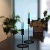 CVHOMEDECO. Real Wax Hand Dipped Battery Operated LED Timer Taper Candles Rustic Primitive Flameless Lights Decor, 4-3/4 Inch, Teal, 6 PCS in a Package
