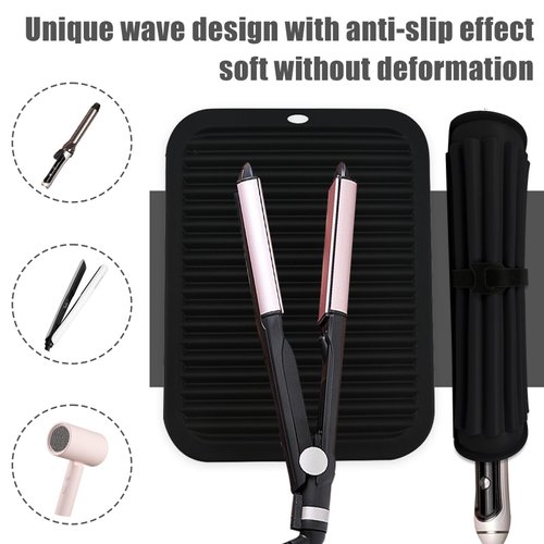 Portable Silicone Heat Resistant Mat for Hair Styling Tools: Curling Iron, Flat Iron, Straightener - Professional Hot Pad for Home, Salon, Travel