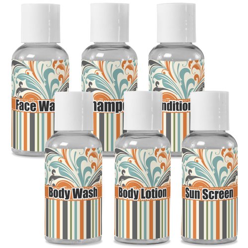 YouCustomizeIt Personalized Orange Blue Swirls & Stripes Travel Bottles