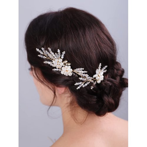 JWICOS Bride Wedding Pearl Hair Pins Bridal Hair Accessories Wedding Hair Piece for Women and Girls
