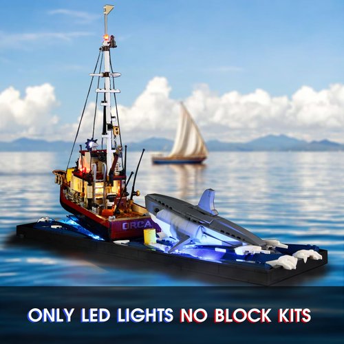 Vaodest Led Light for Lego 21350 Jaws Building Blocks Model,Design and Configuration Compatible with Model 21350(Led Light Only, Not Building Block Kit)