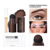 Eyebrow Powder Stencil Concealer Kit,Eyebrow Artifact, Eyebrow Definer Powder Stamp Makeup with 12 Reusable Thin & Thick Brow Stencils,Long Lasting Waterproof for Perfect Brow (#03 Dark brown)