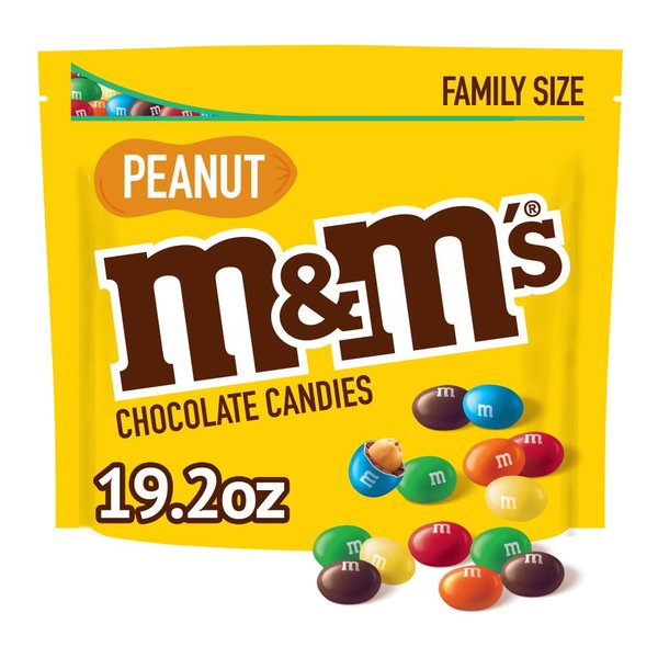 M&M's, Peanut Milk Chocolate Candies Family Size , 19.2 Oz