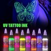 Fluorescent Tattoo Ink Set - Tattoo Inks Pigment Kit, 8 Color 1/2oz 15ml/Bottle Professional Tattoo Fluorescent Ink & Tattoo Equipment for Halloween Supplies