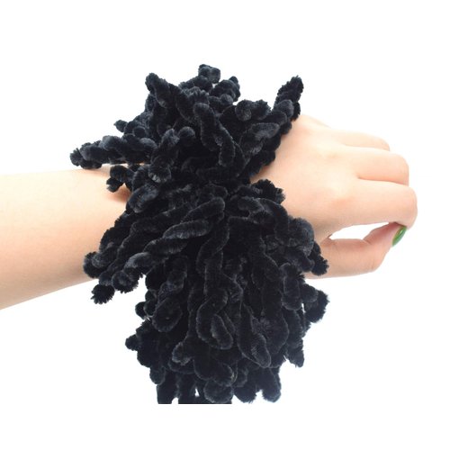 AUEAR, 2 Pack Scrunchie Headwear Hair Tie Ring Plain Big Hairband (Black)