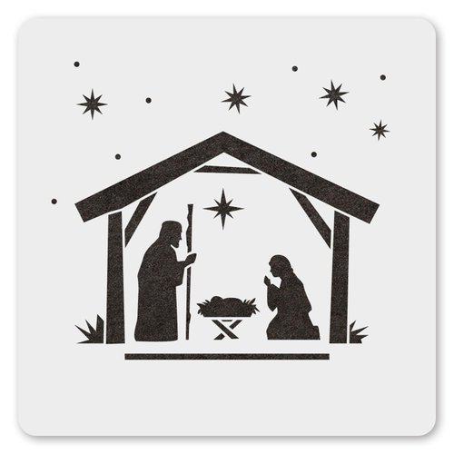MAGJUCHE Nativity Manger Stencil 6 Inches, Reusable Christmas Stencil for Painting DIY Crafts Decor