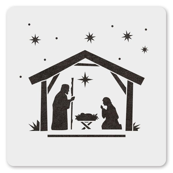 MAGJUCHE Nativity Manger Stencil 6 Inches, Reusable Christmas Stencil for Painting DIY Crafts Decor