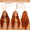 MISS FANCY 32 Inch Ginger Lace Front Wigs For Black Women 13X6 HD Frontal Lace Pre Plucked Glueless Wigs with Baby Hair Body Wave Synthetic Heat Resistant Fiber Wig Daily Wear and Go