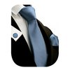 GUSLESON Solid Dusty Blue Wedding Ties For Men Neckties and Pocket Square Cufflinks Sets(0789-29)