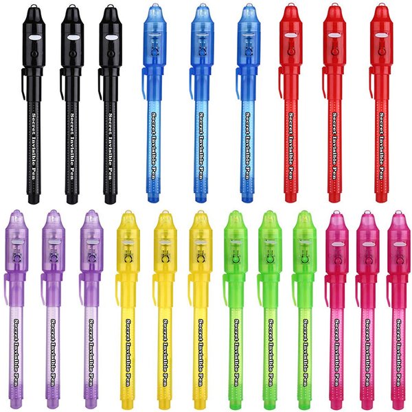 SCStyle Invisible Ink Pen 21Pcs with UV Light Magic Marker for Secret Messages, Writing Information for Birthdays, Easter, Halloween, Christmas Gifts for Students