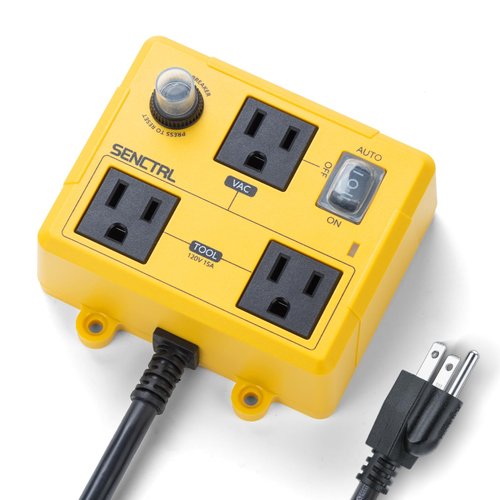 SENCTRL Automatic Vacuum Switch for Power Tools to Turn Dust Collector On and Off Automatically, Auto Switch for Woodworking Table Saw, Delay Shut Off Shop Vac, Safety Overload Circuit Breaker