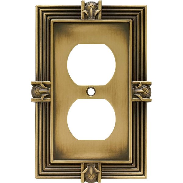 Franklin Brass Pineapple Wall Plate, Tumbled Antique Brass Single Duplex Switch Cover, 1-Pack, 64472