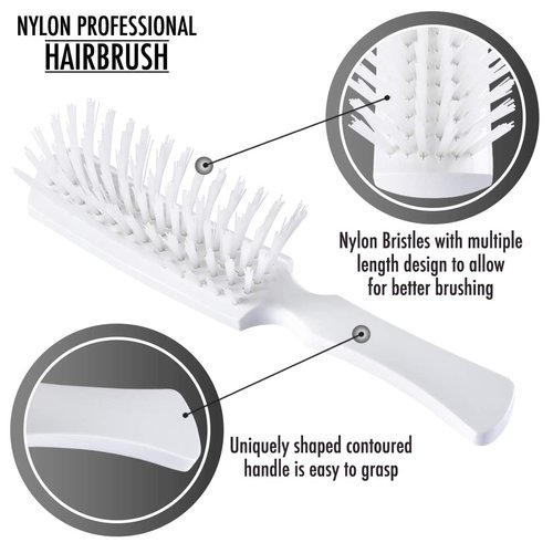 Fuller Brush Nylon Professional Hairbrush - Firm Bristled Pro Hair Brush For Styling Extension, Wigs & Natural Fine Hair - Anti Frizz Styler For Men & Women