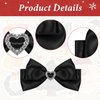 2pcs Black Satin Bow Hair Clips, Christmas Hair Bow Alligator Clips Rhinestone Heart Knot Black Double Layer Bow Hair Barrettes, Christmas New Year Valentines Hair Accessories Gifts for Women Girls