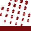 Square Press on Nails Short Fake Nails Red False Nails HJKDSFD Acrylic Artificial Glossy Design Nails Full Cover Glue on Nails Stick on Nails for Women Girls Manicure Art Decorations 24Pcs