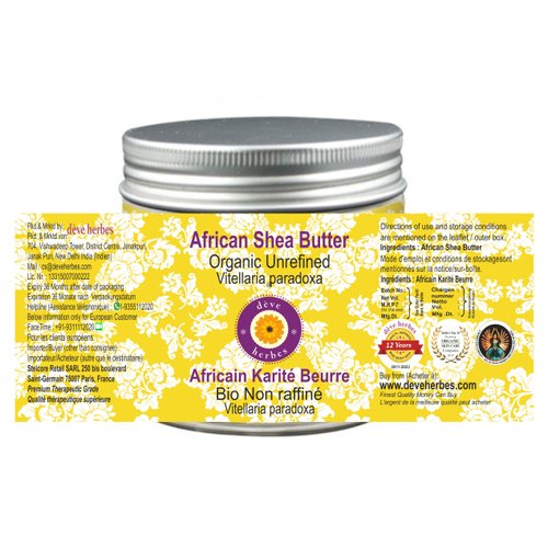dève herbes Organic African Shea Butter Unrefined (Vitellaria paradoxa) Natural Therapeutic Grade 50gm