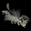 Rhinestone Floral Galore Feather Accent Wedding Bridal Hair Comb Clip Brooch - Ivory