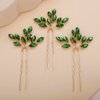 Rumtock 3pcs Vintage Green Crystal Hair Pins Set for Wedding Brides Women Girls Handmade Sparkle Hair Jewelry Piece (Emerald Green)