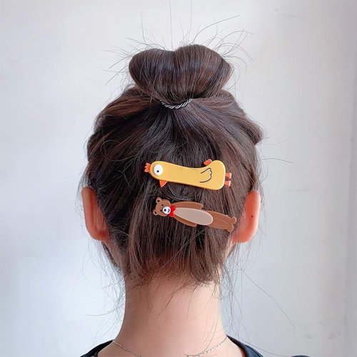 minkissy Cartoon Cute Hair Clips 5pcs Animal Hair Barrettes For Girls Lovely Cat Dog Acrylic Alligator Hairgrip Hair Decorative Headwear Girls Hair Accessories（Random Style）