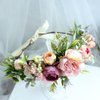 UUPP Bridal Flower Headband Artificial Flower Crown Wreath Headpiece with Adjustable Ribbon for Wedding Festivals