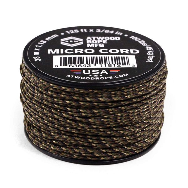 Atwood Rope MFG Tactical Nylon/Polyester Micro Utility Cord 1.18mm X 125ft Reusable Spool | Fishing Gear, Jewlery Making, Camping Accessories (Ground War)