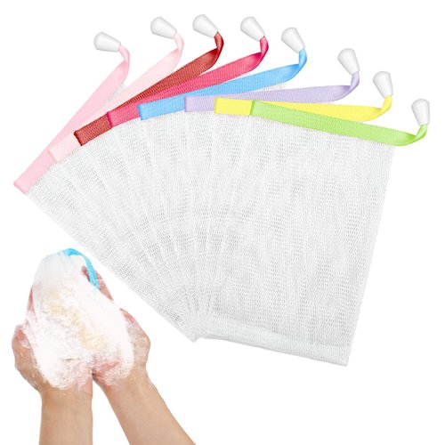 Piriuuo 8 Pcs Soap Bags for Soap Bars, Soap Saver Pouch with Drawstring Mesh Soap Bags Foaming Soap Bar Bag for Bath Shower (Assorted Colors)