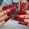 735 Pieces Red Nail Rhinestones for Acrylic Nails Red Stones for Nails Crystals 3D Nail Diamonds Art Decoration Crafts DIY (Red)