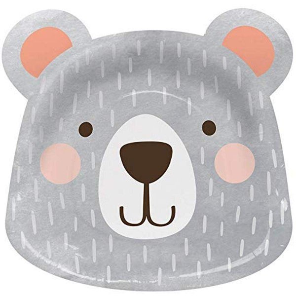 Creative Converting Party Supplies, Bear Party Shaped Paper Plates, Plate Dinner, Multicolor, 0.5X8.5X8.2in, 8Ct