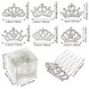 Honbay 6PCS 3.8cm/1.5In Mini Sparkling Rhinestone Princess Tiara Crown with Hair Comb Flower Girl Bridal Crown Shiny Crystal Crown Hair Comb Party Headdress Hair Accessories