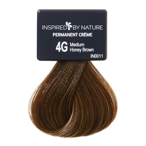 ion Ammonia-Free Permanent Hair Color Medium Honey Brown 4G, made from 100% naturally-derived polymers, cruelty free, vegan, PPD free, recyclable packaging, 2.05 oz