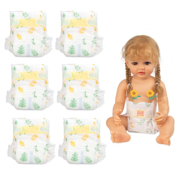 6 Pieces Sets Reborn Baby Doll Diapers Reusable for 18-22 Inch Reborn Baby Dolls Clothes Accessories Girls Boys Diapers