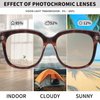 JIM HALO Photochromic Oversized Blue Light Glasses for Women Square Chunky Bluelight Computer Glasses Reduce Eye Strain Tortoise