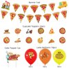 Pizza Theme Birthday Decoration Pizza Party Supplies with Happy Birthday Banner Cake Cupcake Toppers Balloons for Kids Boys Girls Birthday Baby Shower