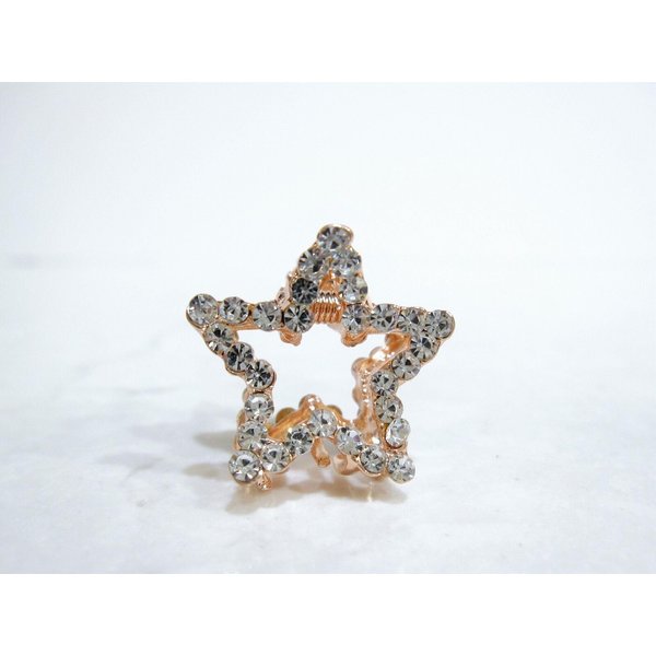 Small mini rose gold star shaped hair claw clip with crystals