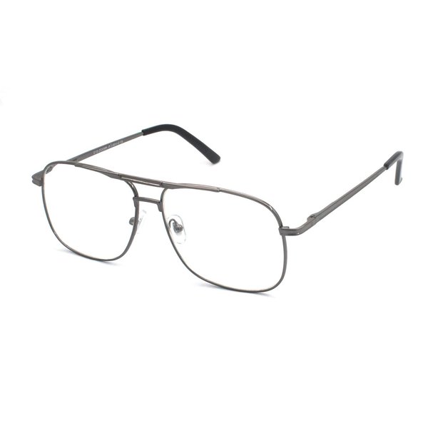 EYE ZOOM Readers Metal Frame Square Aviator Style Geek Reading Glasses for Men (Gunmetal, Strength: +1.75)