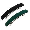 Elegant Blended Colour Arched Matt Triple Clipping French Barrettes Bow Tortoise Plastic Cover and Metal Clasp Style Bun Ponytail Clips for Fine Hair Chignon Hair Ornament (Black+Green)
