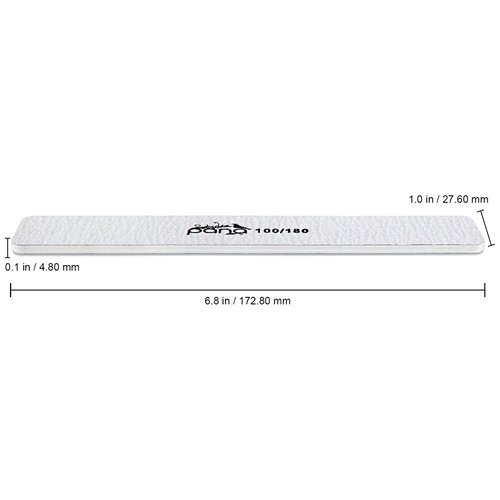 PANA Jumbo Double-Sided Emery Nail File for Manicure, Pedicure, Natural, and Acrylic Nails - Zebra (Grit 100/180) - 50 Piece Pack