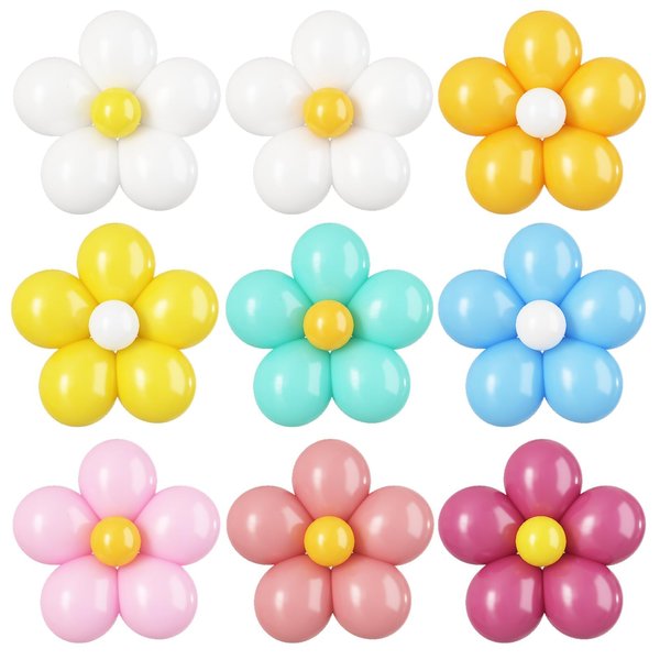 16 Set Daisy Flower Balloons DIY Kit,Pink Blue Yellow Latex Flower Balloon Party Decorations for Birthday Baby Shower Wedding Anniversary Daisy Groovy Fairy Flower Theme Decor