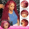 99j Burgundy Lace Front Wigs Human Hair 30 Inch 200 Density Deep Wave Lace Front Wigs Human Hair Pre Plucked Red Curly Human Hair Wig 13x4 HD Frontal Glueless Colored Wet And Wavy Loose Deep Wave