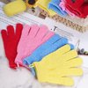 4 Pairs Bath Exfoliating Gloves Scrub, Double Sided Bath Mitts Scrubs for Shower, Exfoliating Shower Mitt Body Scrubber Glove, Bathing Accessories for Bath, Spa, Massage（Yellow, Red, Pink, Light Blue）